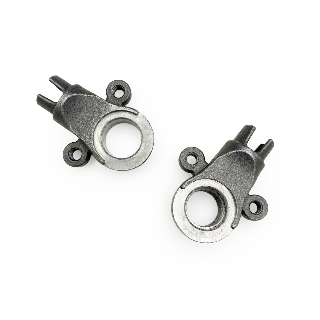 Thru-axle front dropouts - 14mm plug style - M15 x 1.5 thread pitch - two eyelets - Steel