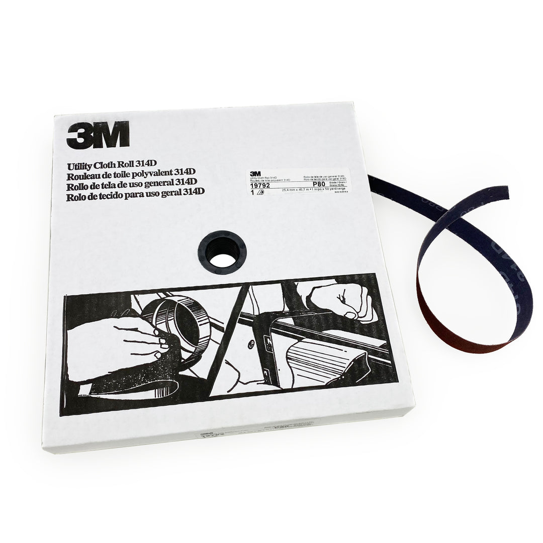 3M's 314D utility cloth roll - 1" x 50 yds - 80 grit