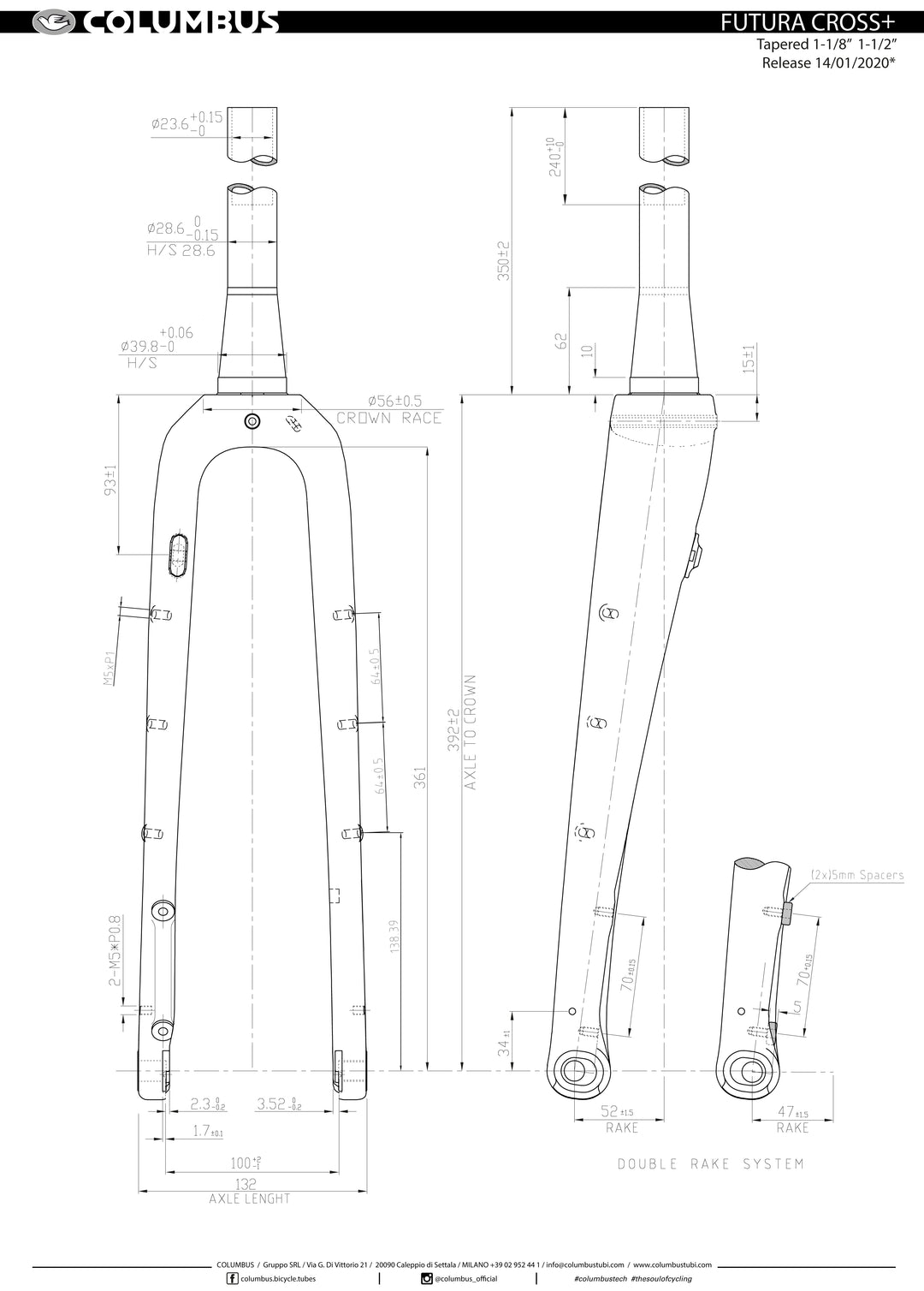 Columbus Futura Cross+ disc fork - unpainted