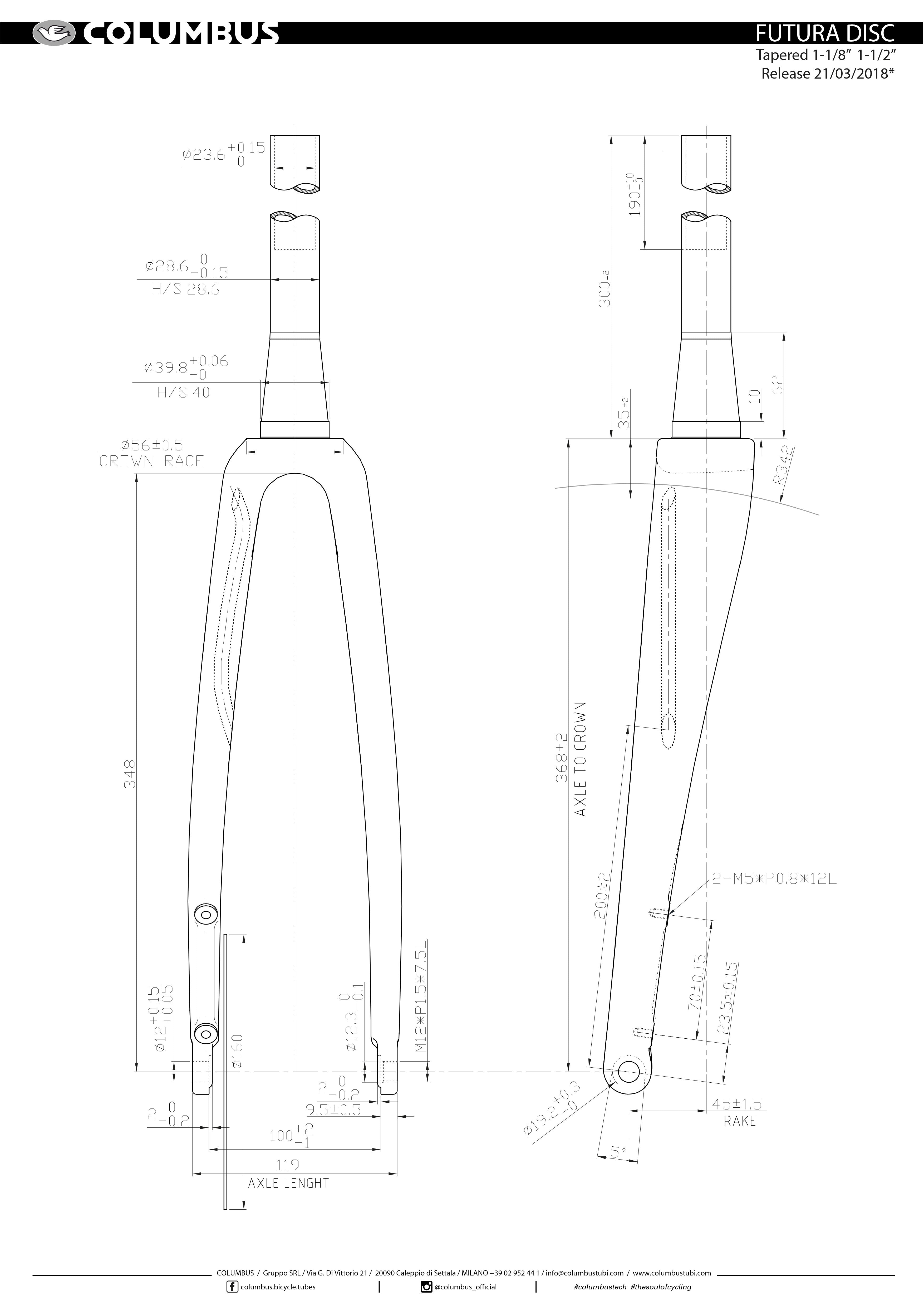 Columbus Futura Disc carbon fork. 300mm tapered steerer